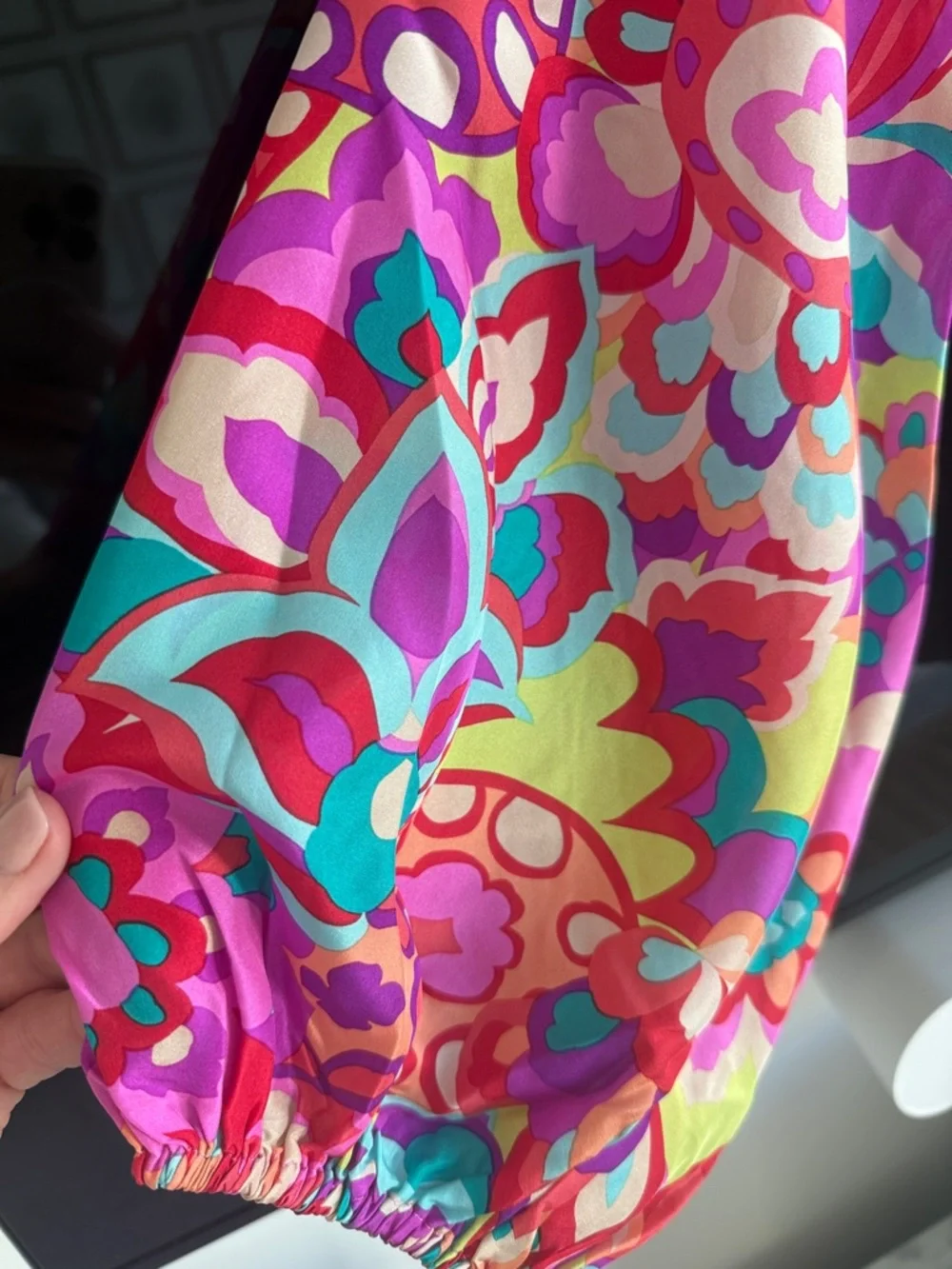 Trina Turk Pink Multicolor Floral Smocked Top - Picture 6 of 6